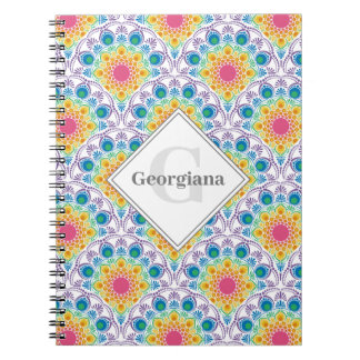 Cuaderno Fuente floral arcoiris personalizada Art Deco