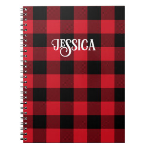 Cuaderno Fuente genial roja y negra de cuadros de búfalo