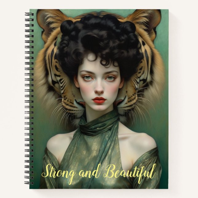 Cuaderno Fuerte y bella, mujer con tigre (Anverso)