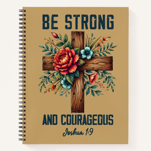 Cuaderno Fuerte y Valiente Josué 1:9 | Cristiano  (Anverso)