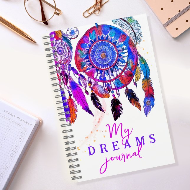 Cuaderno Fun Boho Purple Pink Dream Catcher Chica Watercolo (Subido por el creador)