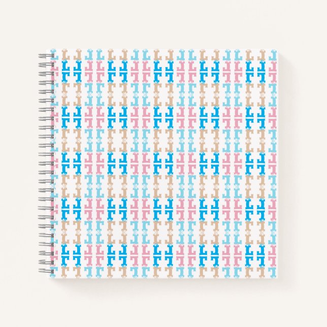 Cuaderno Fun Coloroso Monogramado Rosa Azul Oro Amarillo (Anverso)