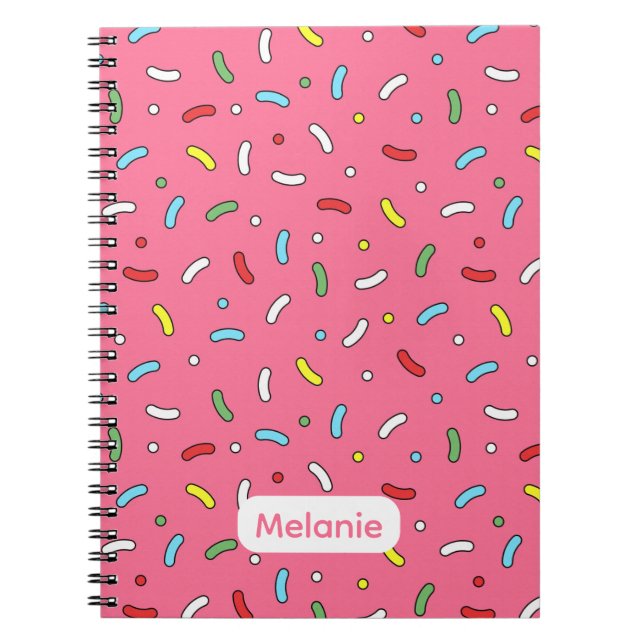 Cuaderno Fun Pink Candy Sprinkles Pattern Personalised (Frente)