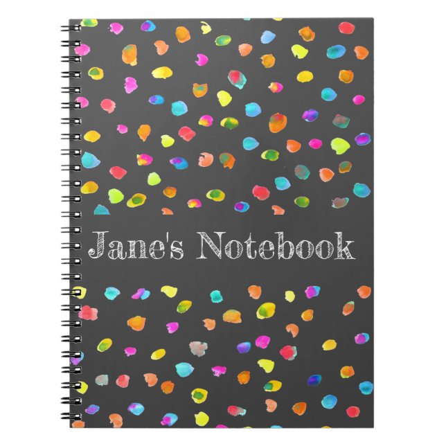Cuaderno Fun polka dot arinbow boho watercolor arte (Frente)