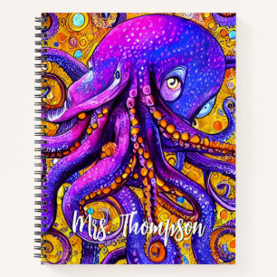 Cuaderno Fun Watercolor Octopus con nombre personalizado