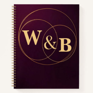 Cuaderno Funda de marco geométrico de Borgoña moderno