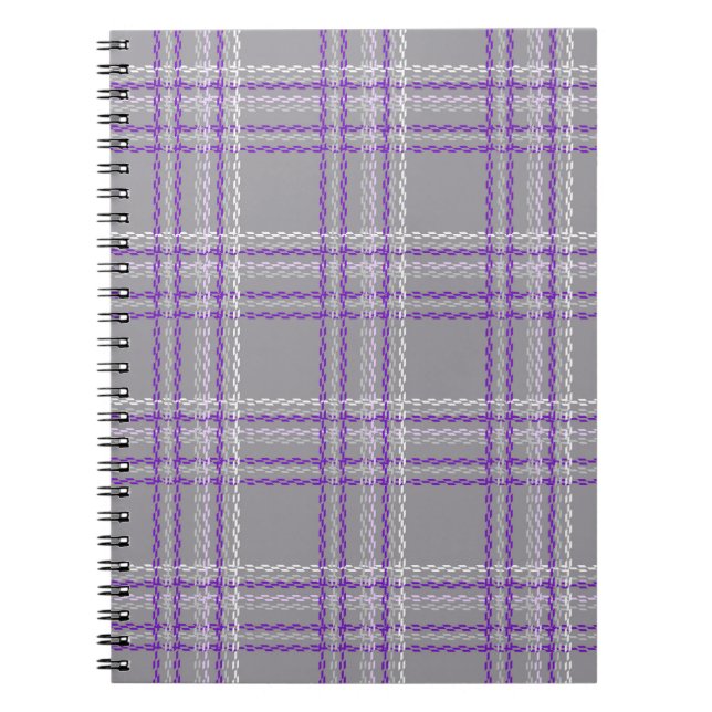 Cuaderno Funda de tartán clásica. Gris, lila (Frente)