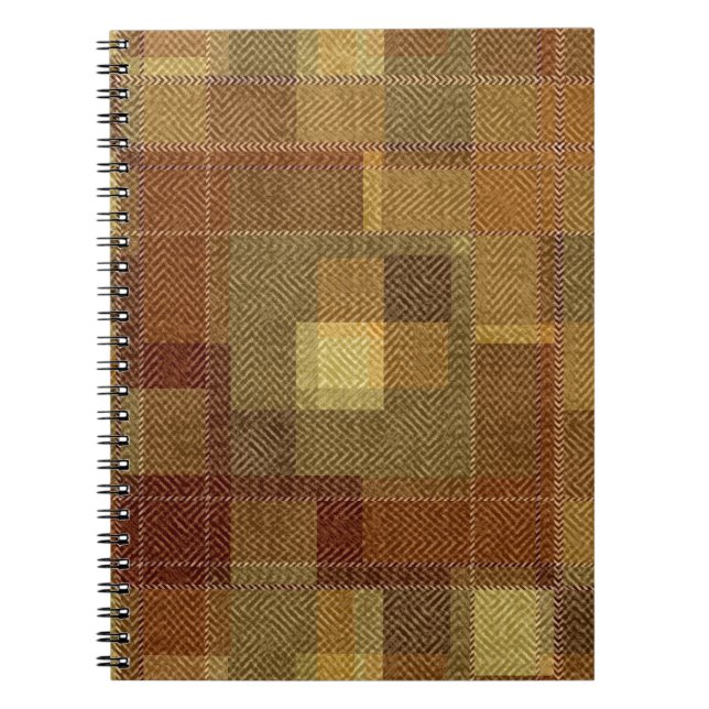 Cuaderno Funda de tartán marrón monocromo texturada. (Frente)