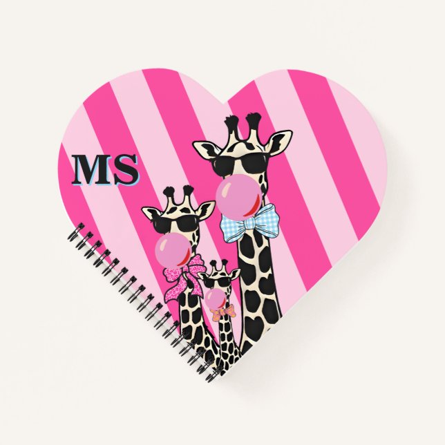 Cuaderno Funda de teléfono de jirafa linda inicial personal (Anverso)