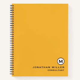 Cuaderno Funda dura de monograma amarillo mostaza moderna d