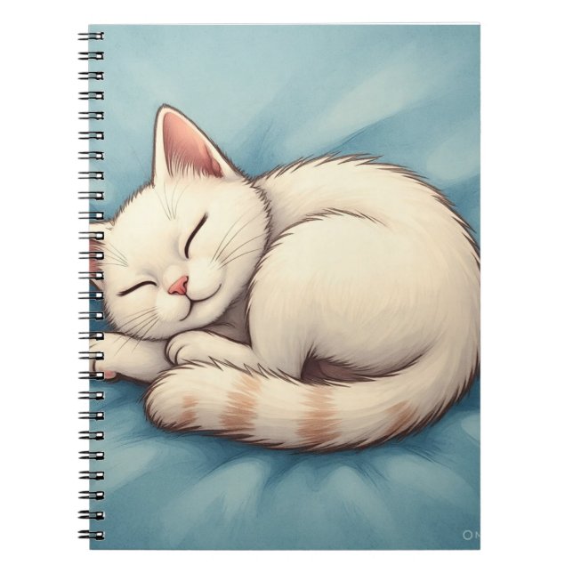 Cuaderno Funda para portátil Adorable Sleeping White Cat Bl (Frente)
