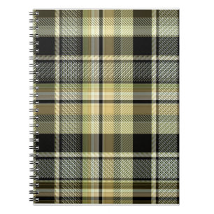 Cuaderno Funda tartán amarillo-marrón.
