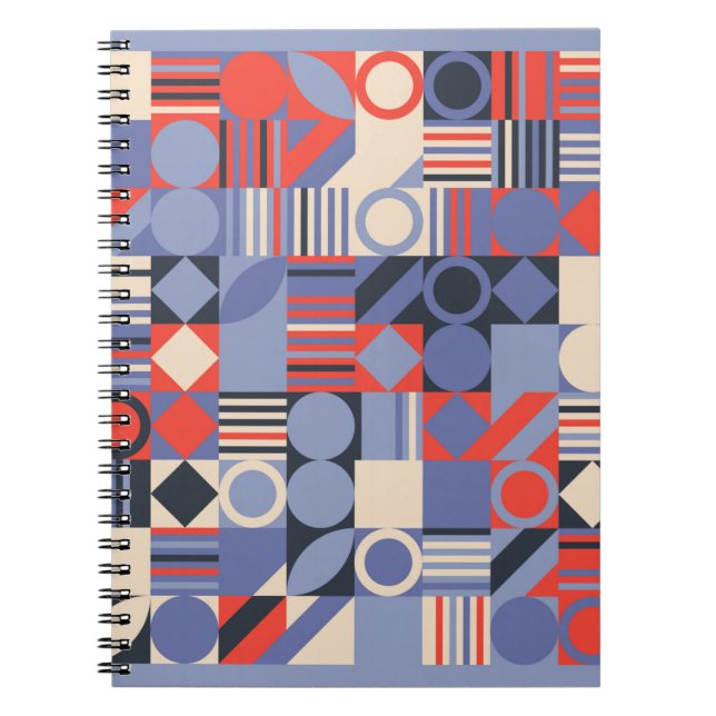 Cuaderno Fundas geométricas retro. Diseño retro Bauhaus c (Frente)
