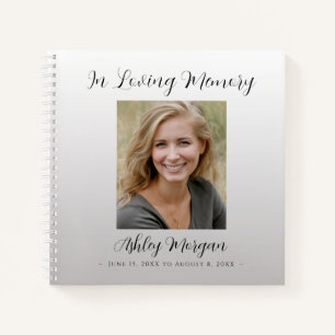 Cuaderno Funeral, Love Memory, Silver, Name Dates Photo