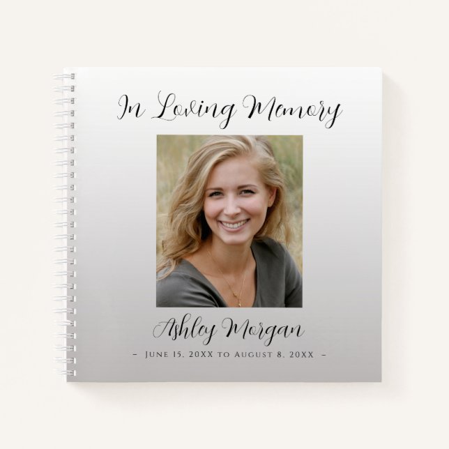 Cuaderno Funeral, Love Memory, Silver, Name Dates Photo (Anverso)