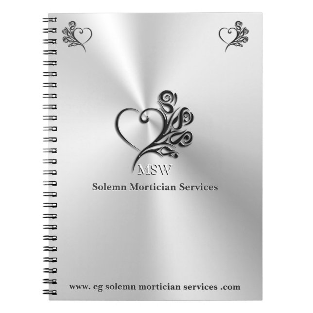 Cuaderno Funeral Morticius Services, Heart and Rosas (Frente)