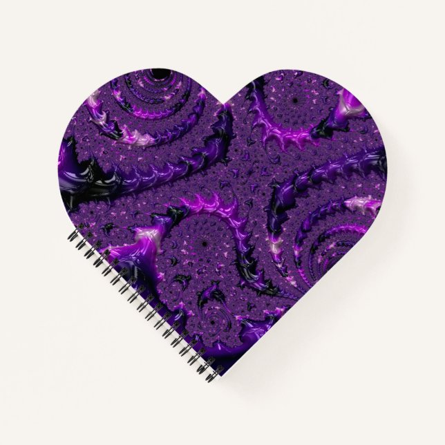 Cuaderno Funky Bold Boho Purple Digital Resumen Fractal (Anverso)