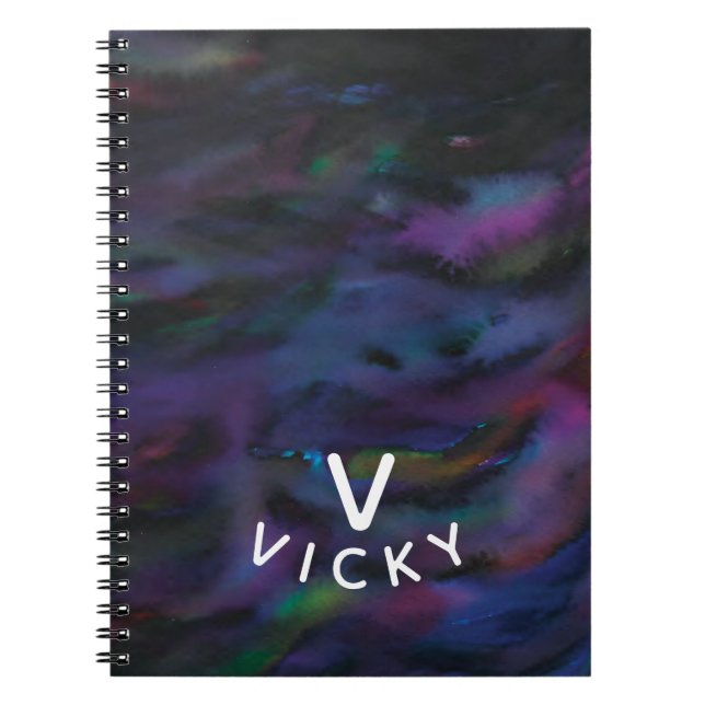 Cuaderno Funky color de agua de smokey abstracto personaliz (Frente)