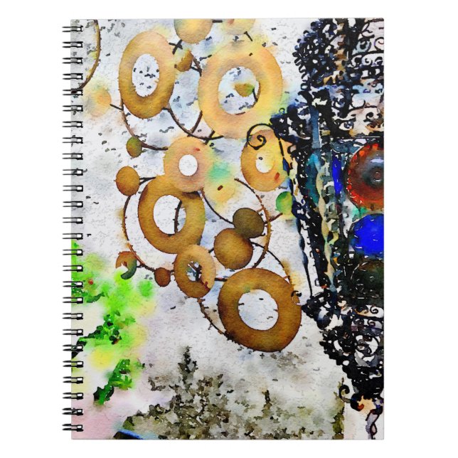 Cuaderno Funky Gold geométrico círculos arte de pared (Frente)