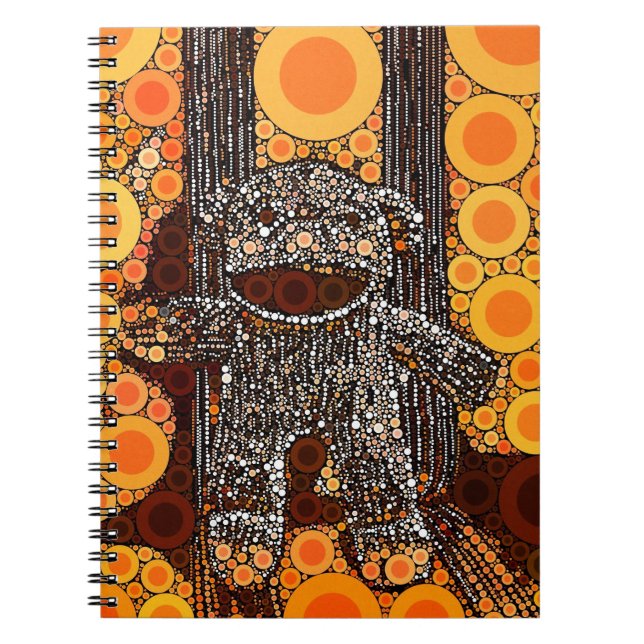 Cuaderno Funky Naranja sock Monkey Circles Burbujas Pop Art (Frente)
