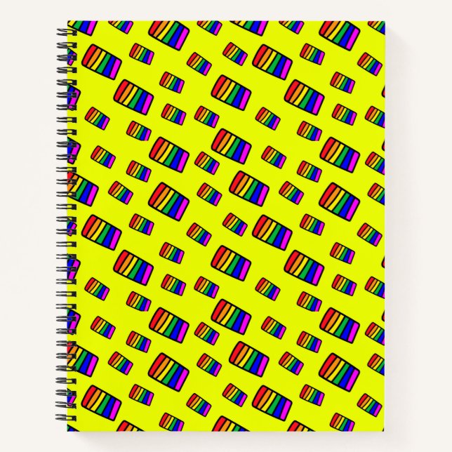 Cuaderno Funky Neon Rainbow Block Pattern (Anverso)