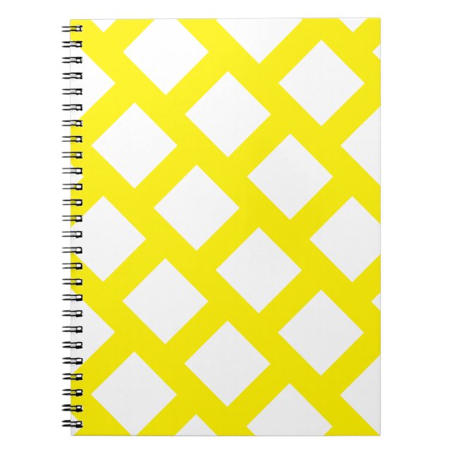 Cuaderno Funky patrón Rhombus sencillo amarillo y blanco (Frente)