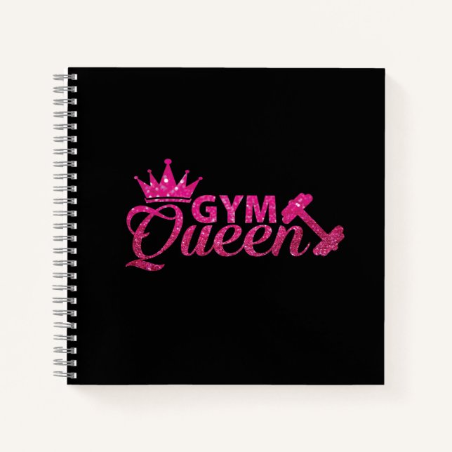 Cuaderno Funky Personalizado Hot Pink Faux Purpurina Gym Qu (Anverso)