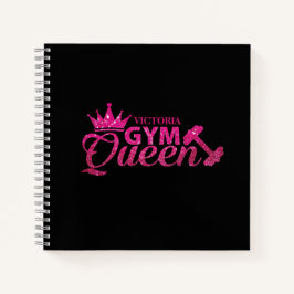 Cuaderno Funky Personalizado Hot Pink Faux Purpurina Gym Qu