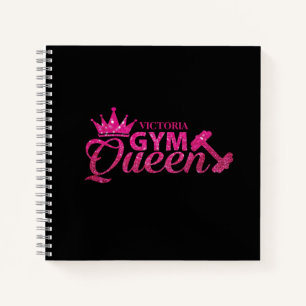 Cuaderno Funky Personalizado Hot Pink Faux Purpurina Gym Qu