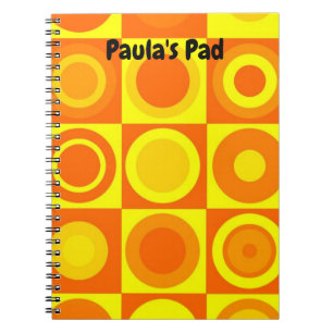 Cuaderno Funky Retro Naranja Círculos Amarillos