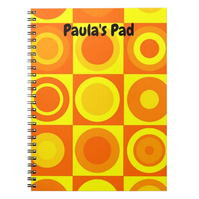 Cuaderno Funky Retro Naranja Círculos Amarillos (Frente)