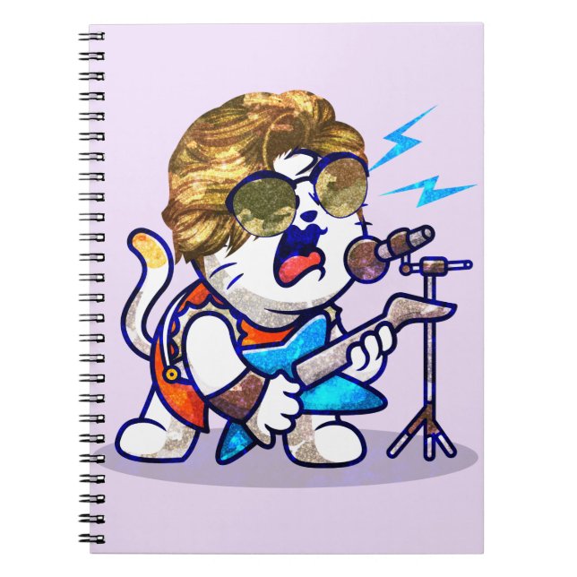 Cuaderno Funky Rockstar Cat - Guay Music Lover Kitty (Frente)