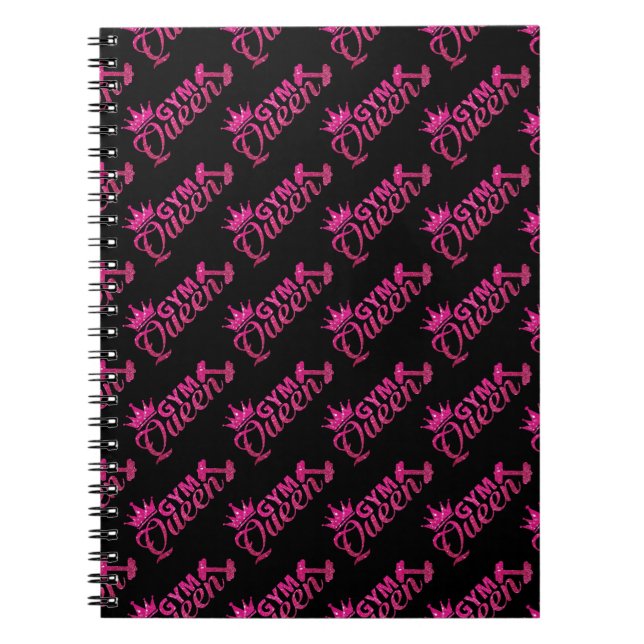 Cuaderno Funky rosa falso purpurina patrón reina de la gimn (Frente)