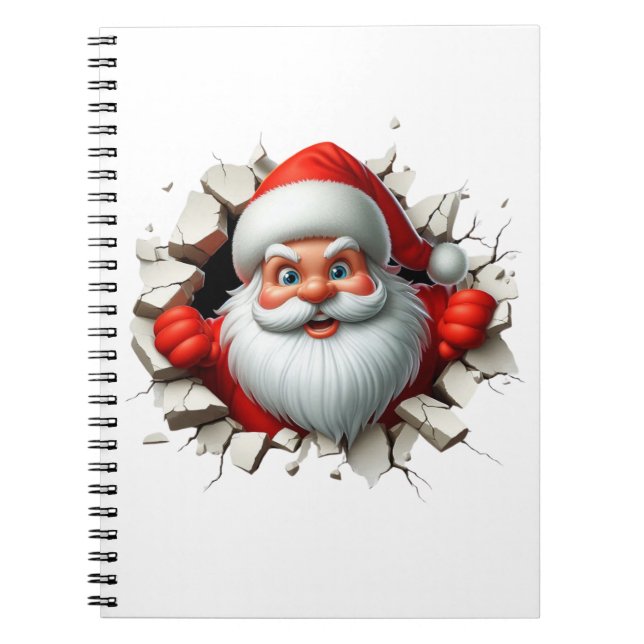 Cuaderno Funny 3D Santa Claus Christmas Holiday Design (Frente)