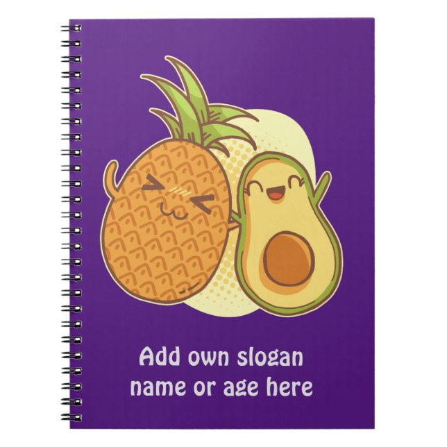 Cuaderno Funny Aguacate Pineapple Mejor Amigos BFF Kawaii (Frente)