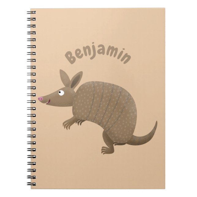 Cuaderno Funny armadillo feliz personalizado ilustracion (Frente)