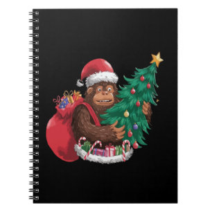 Cuaderno Funny Bigfoot Sasquatch Santa Christmas Tree Holie