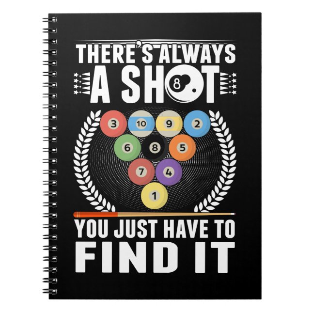 Cuaderno Funny Billiard Chiste Cue Snooker Pool Player (Frente)