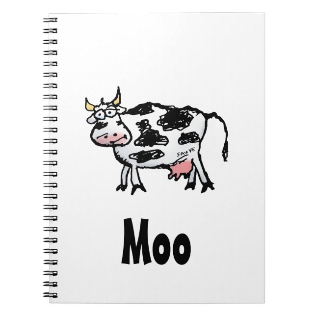 Cuaderno Funny Black and White Cow Personalizado (Frente)