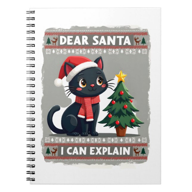 Cuaderno Funny Black Cat Christmas Dear Santa, I Can Explai (Frente)