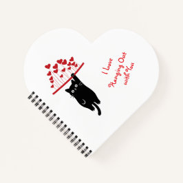 Cuaderno Funny Black Cat Hanging Out Valentine's Day