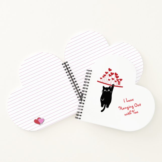 Cuaderno Funny Black Cat Hanging Out Valentine's Day (Interior)