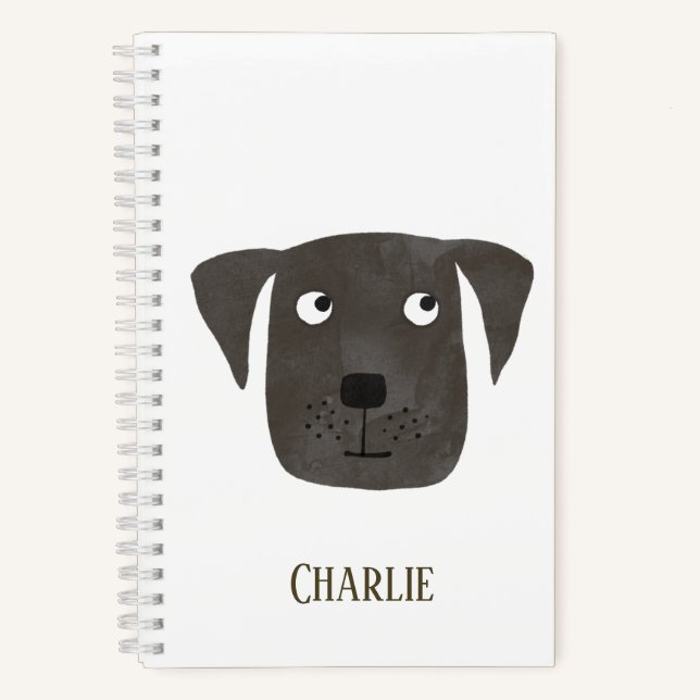 Cuaderno Funny Black Labrador Recuperever Dog Custom Name (Anverso)