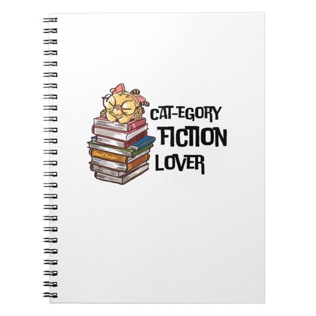 Cuaderno Funny Book Cat Lover Quote Cat-egory Fiction Lover (Frente)