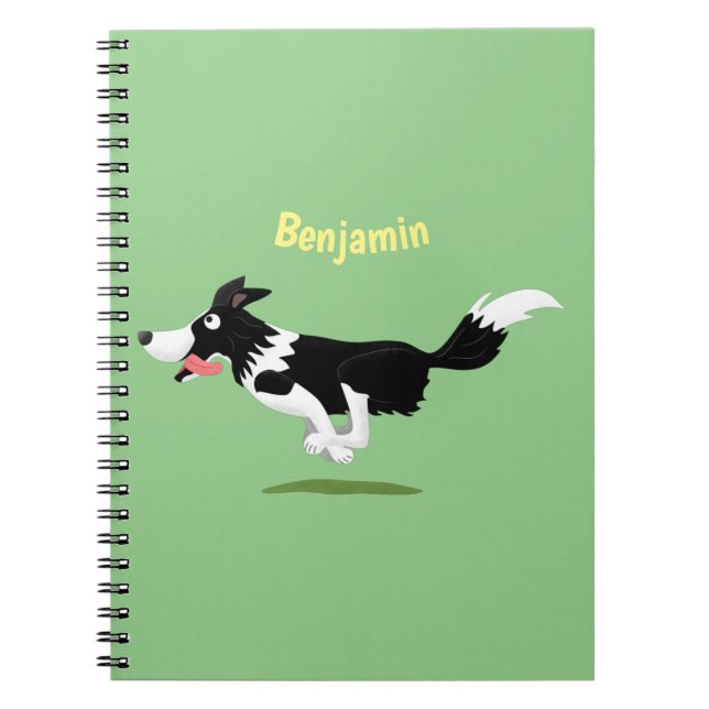 Cuaderno Funny Border Collie perro corriendo personalizado (Frente)
