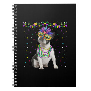 Cuaderno Funny Boston Terrier con máscara de carnaval Mardi