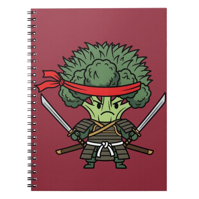 Cuaderno Funny Broccoli Samurai Warrior Japanese Art Illust (Frente)