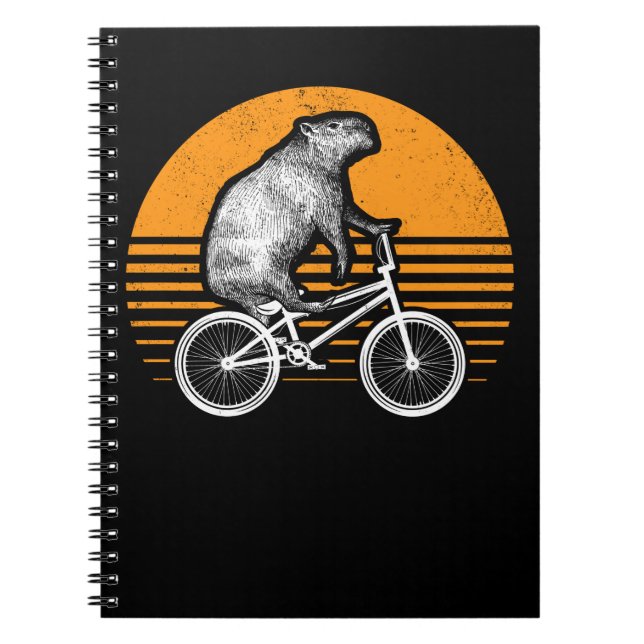 Cuaderno Funny Capybara Montar en bicicleta Retro Capibara (Frente)