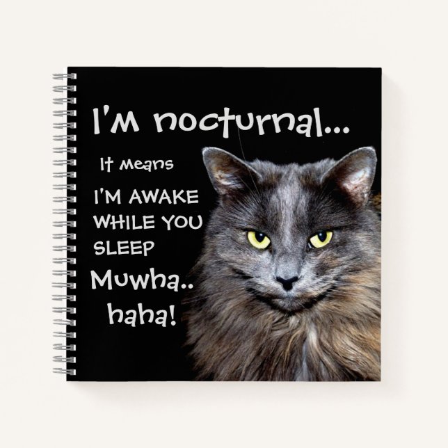 Cuaderno Funny Cat is Nocturnal Evil Laugh  (Anverso)