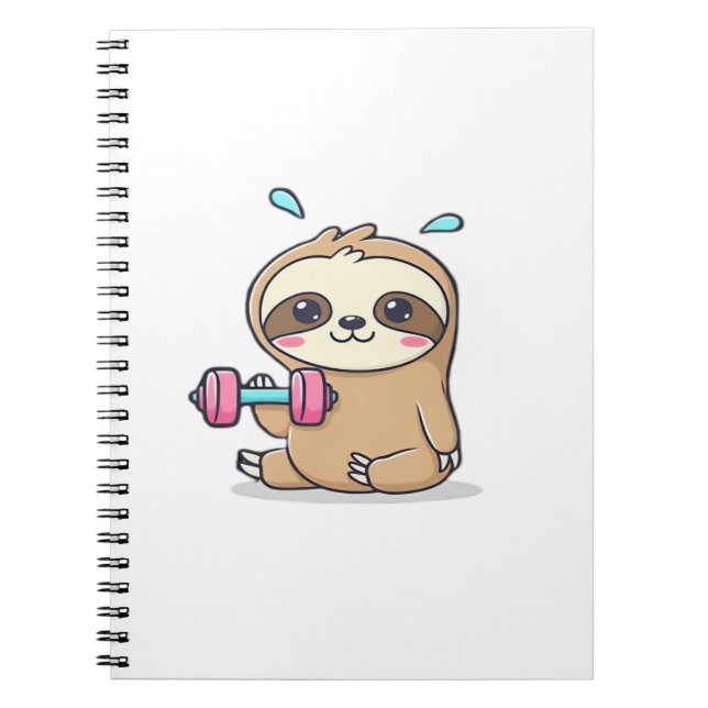 Cuaderno Funny Chibi Sloth Workout  Cute Kawaii Gym Cartoon (Frente)